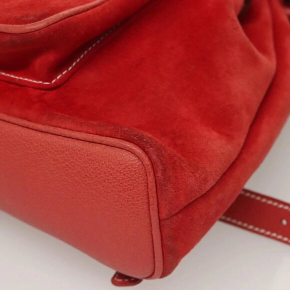 GUCCI Bamboo Backpack Suede Leather Red Gold 003 2058 0030 Auth 129917 - Picture 5 of 16